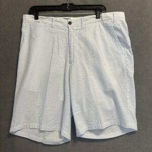 Castaway Nantucket Island Seersucker Shorts Mens 36 8.5" Blue Striped Coastal
